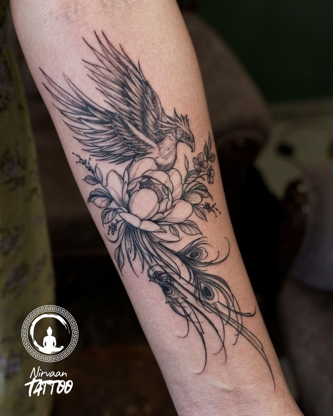 Floral Pheonix tattoo